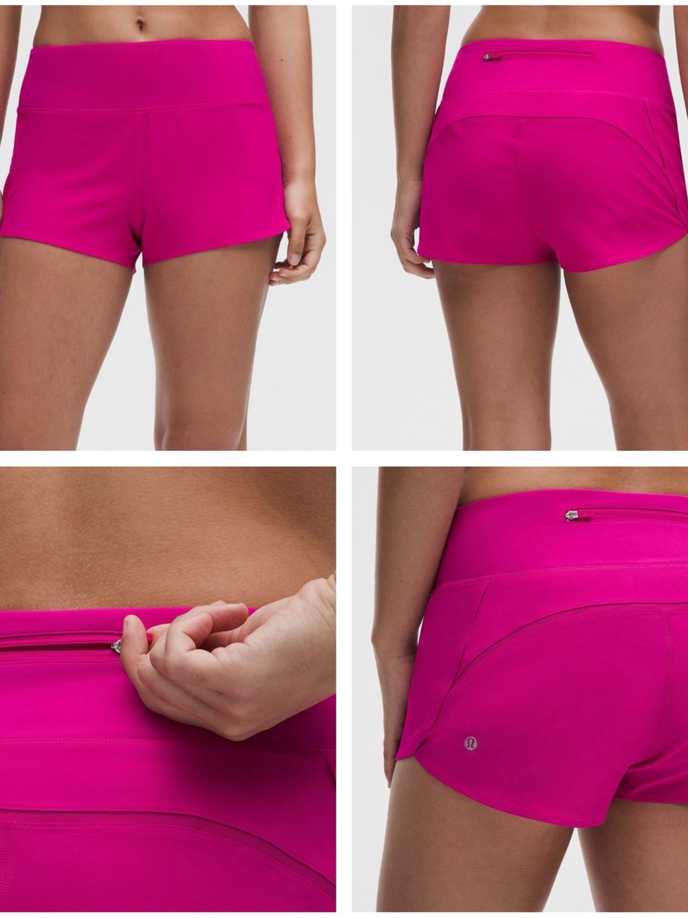 lululemon athletica Hot Pink Athletic Shorts with Back Zip Pocket